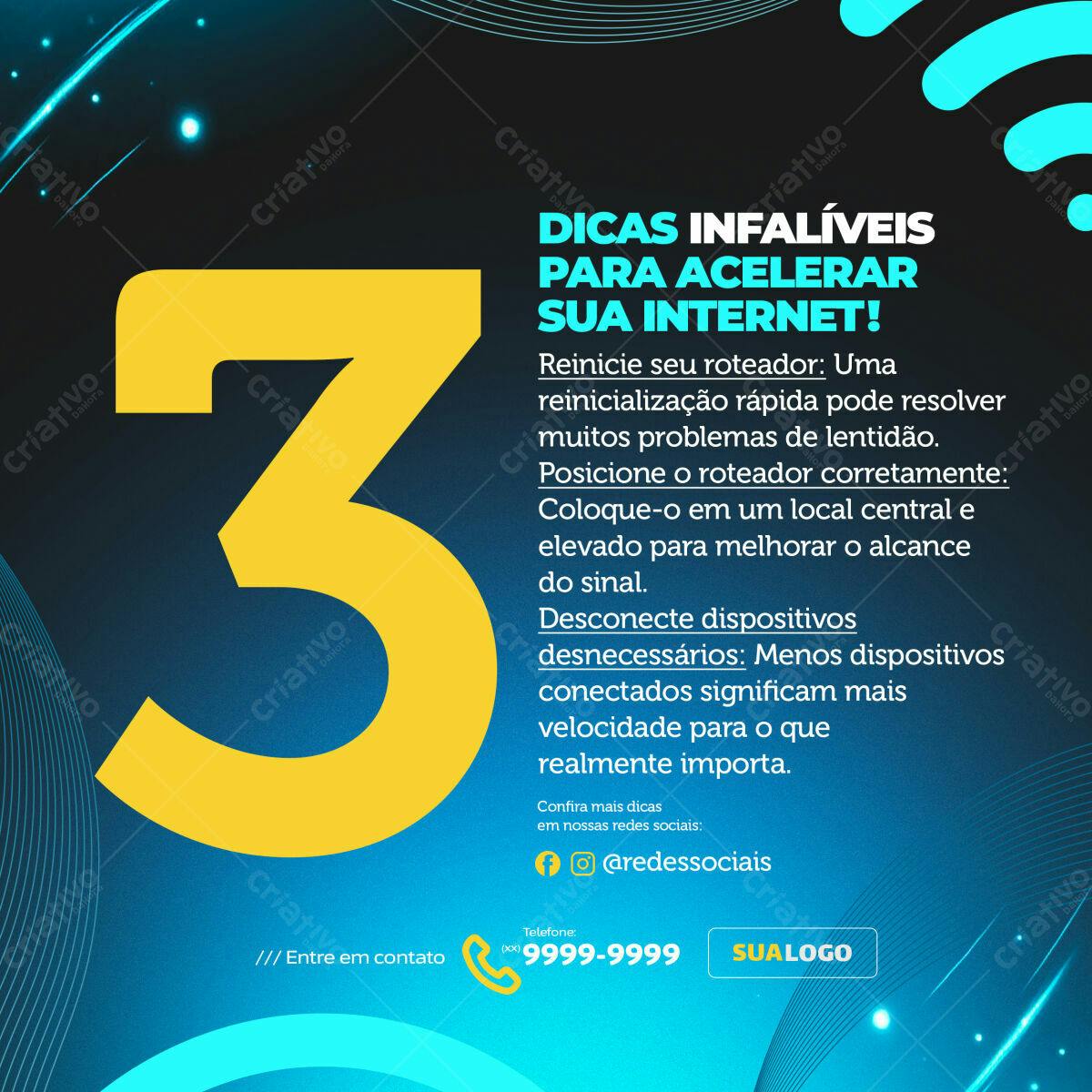 Post para Redes Sociais Dicas Internet PSD Editável