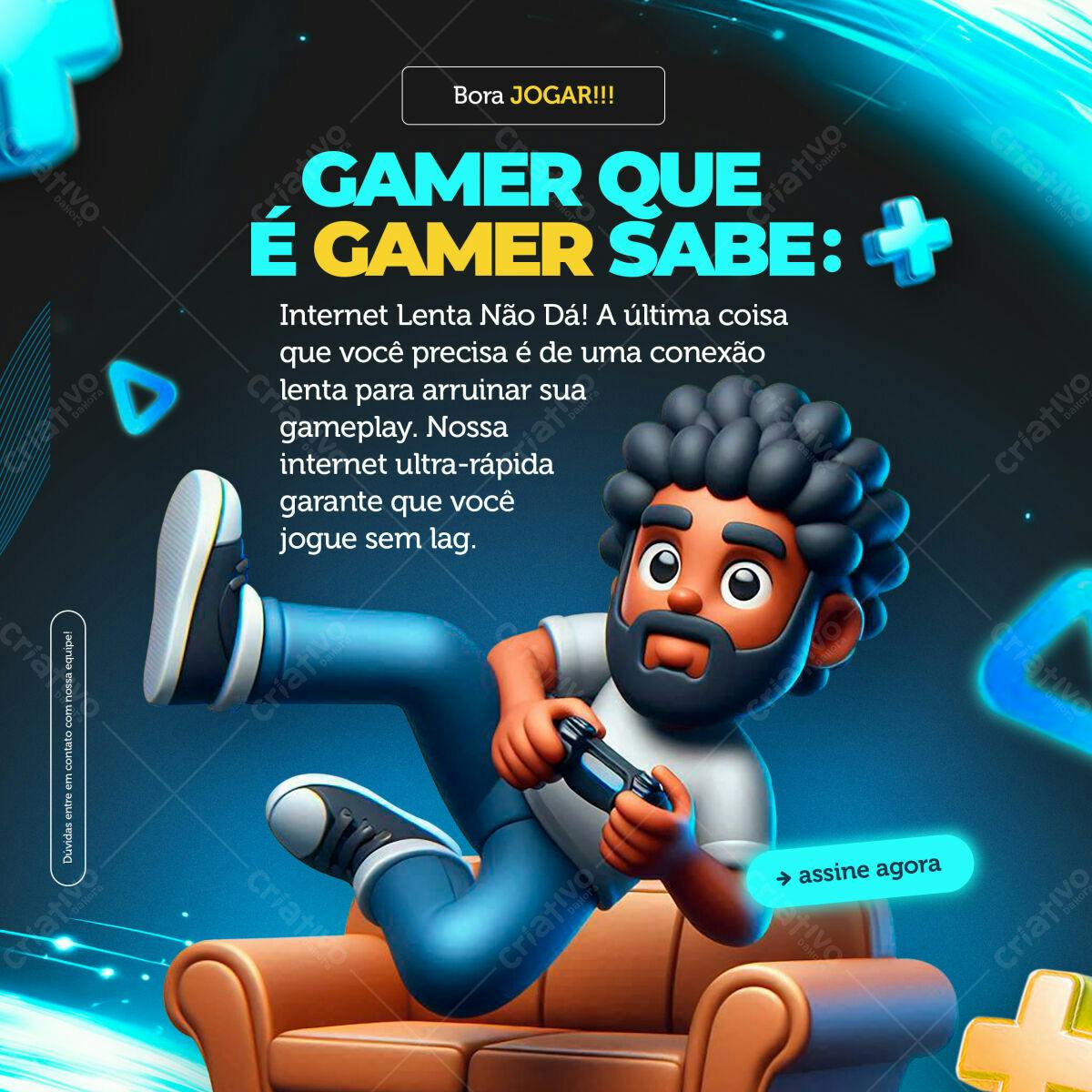 Flyer Gamer com Ilustração 3D PSD Editável