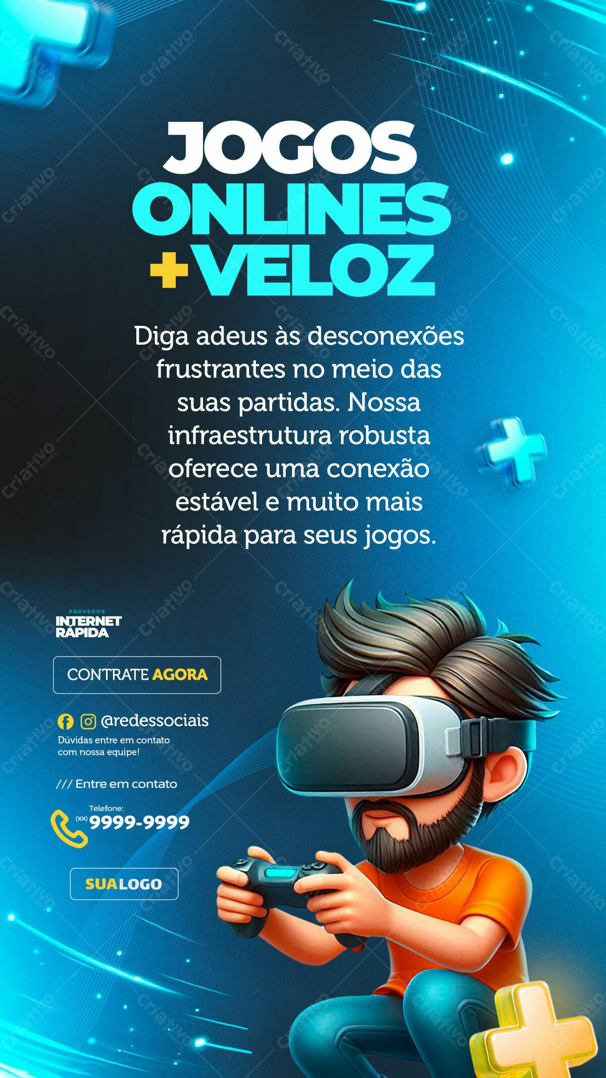 Flyer para Propaganda de Internet para Games PSD Editável