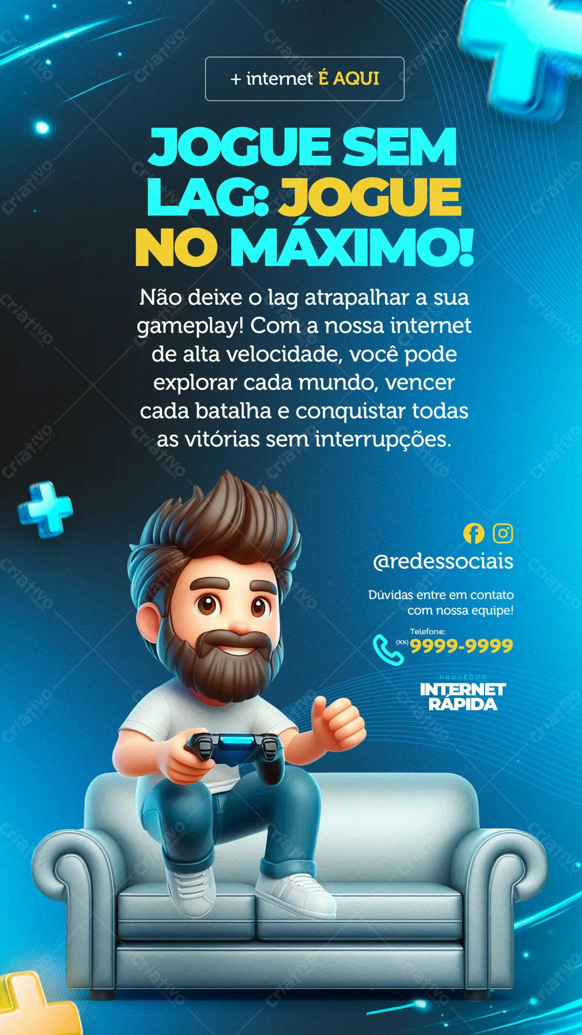 Flyer para Propaganda de Internet Rápida PSD Editável
