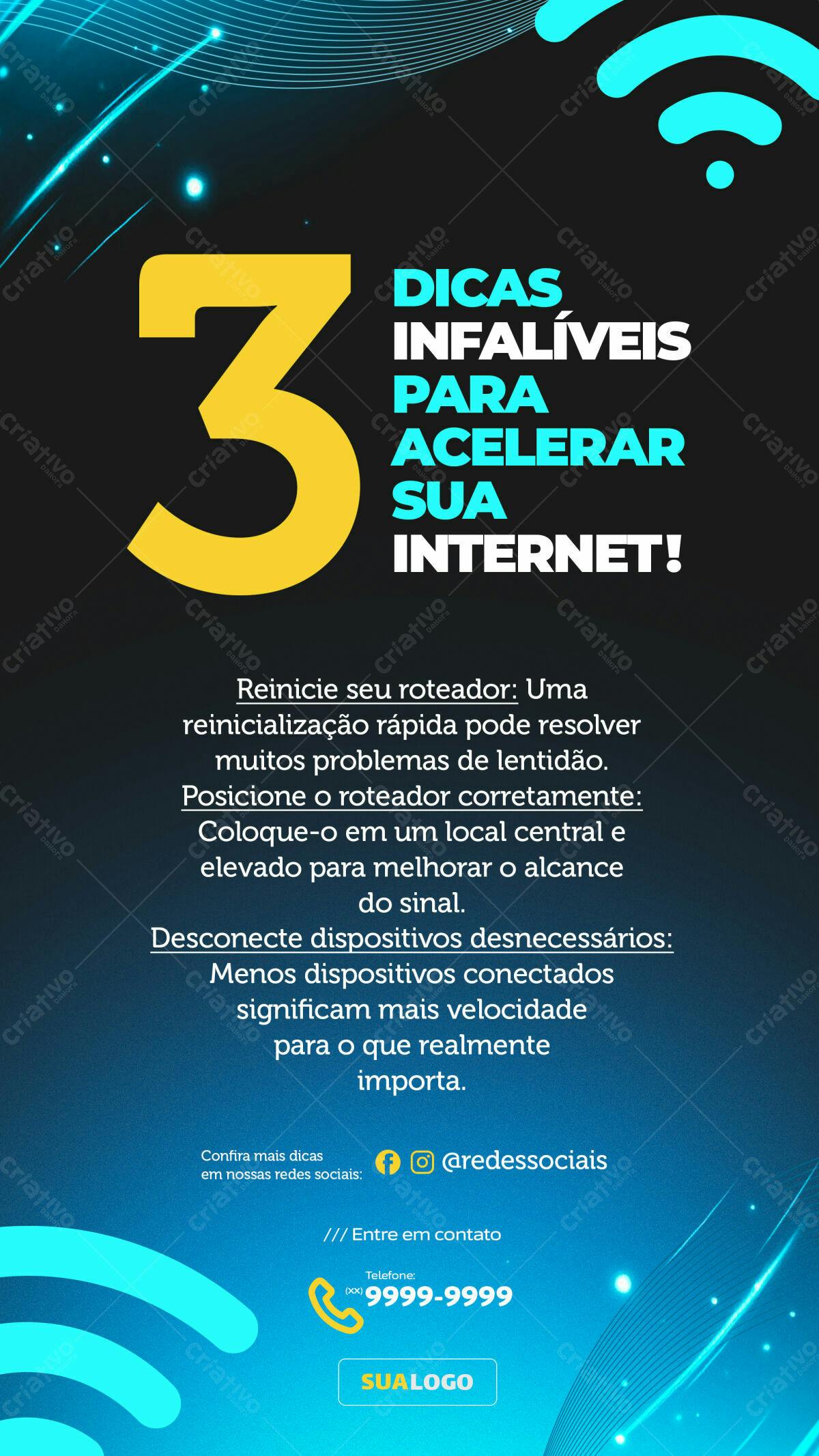 Flyer Dicas para Internet Rápida PSD Editável