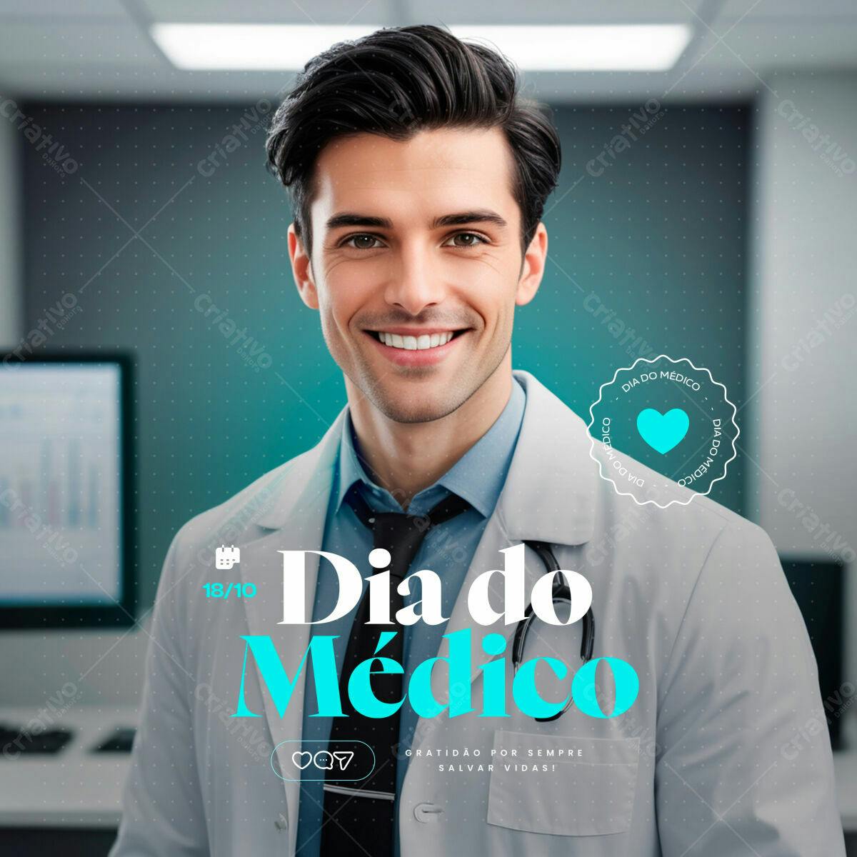 Post para Dia do Médico PSD Editável