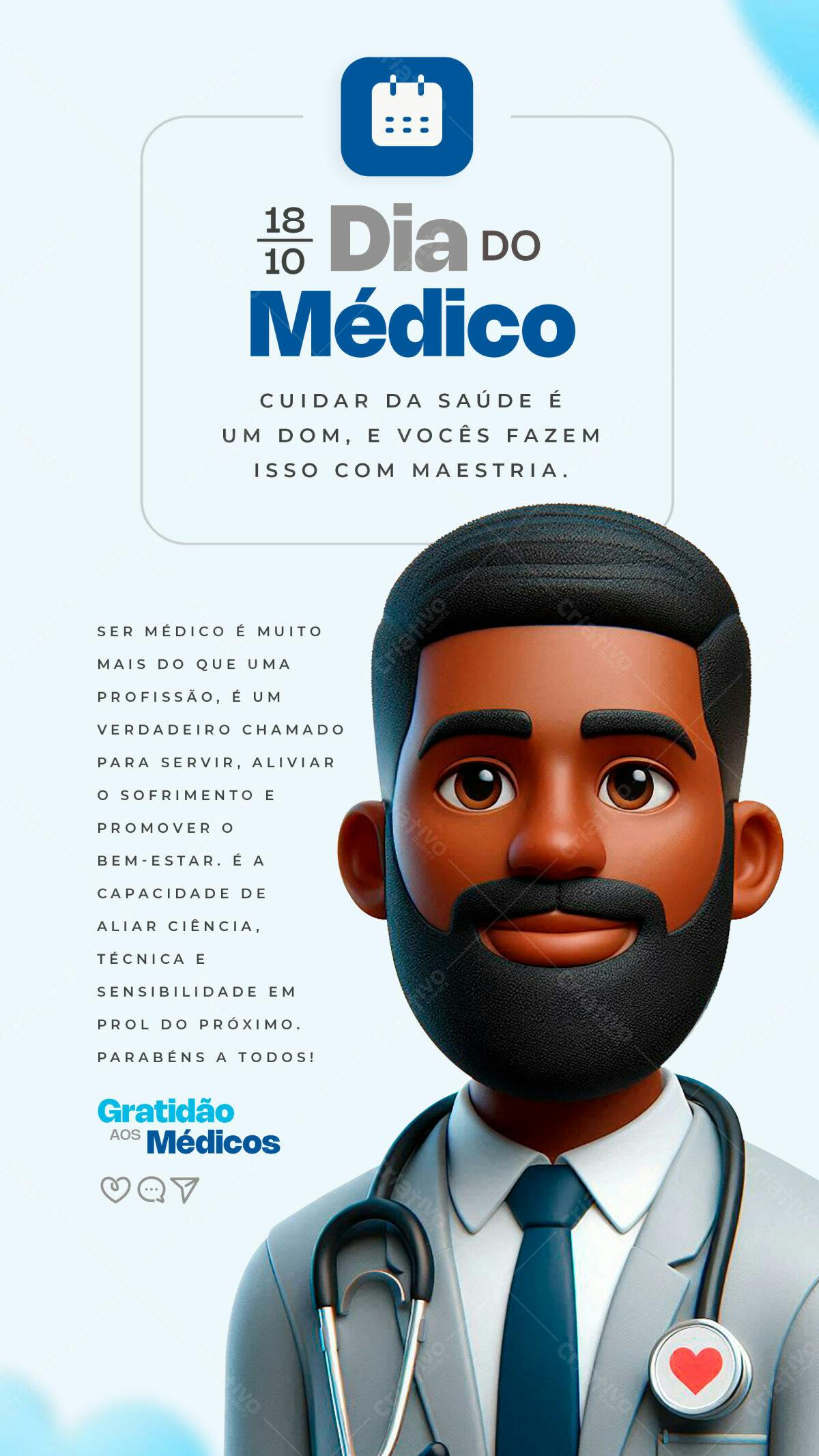 Post para o Dia do Médico PSD Editável