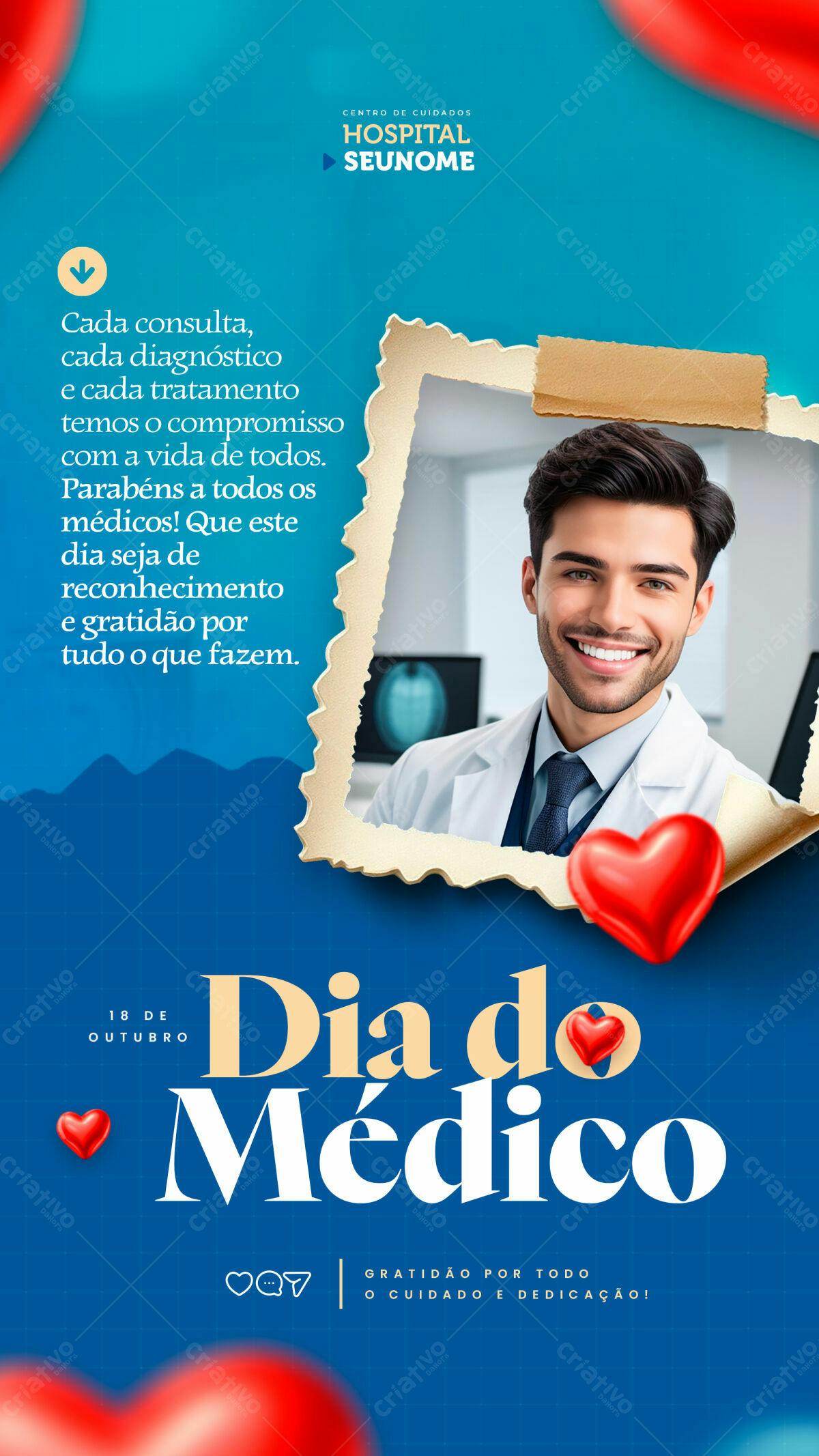 Flyer Dia do Médico PSD Editável