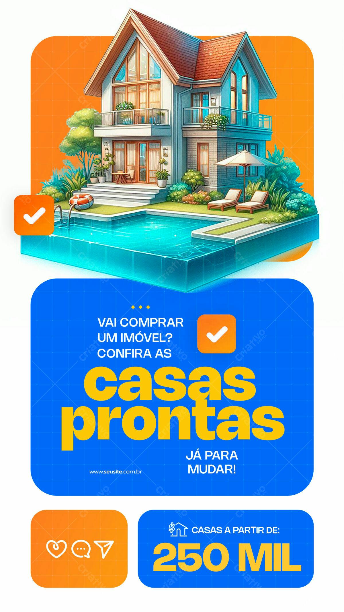 Flyer Casas Pronta para Morar PSD Editável