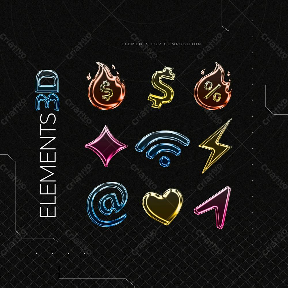 Elementos 3D Para Internet E Black Friday