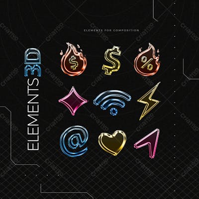 Elementos 3D Para Internet E Black Friday