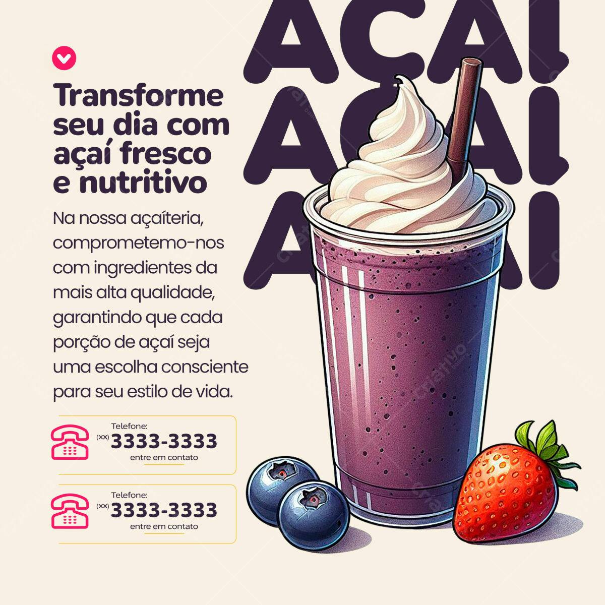 Flyer para Açaí PSD Editável