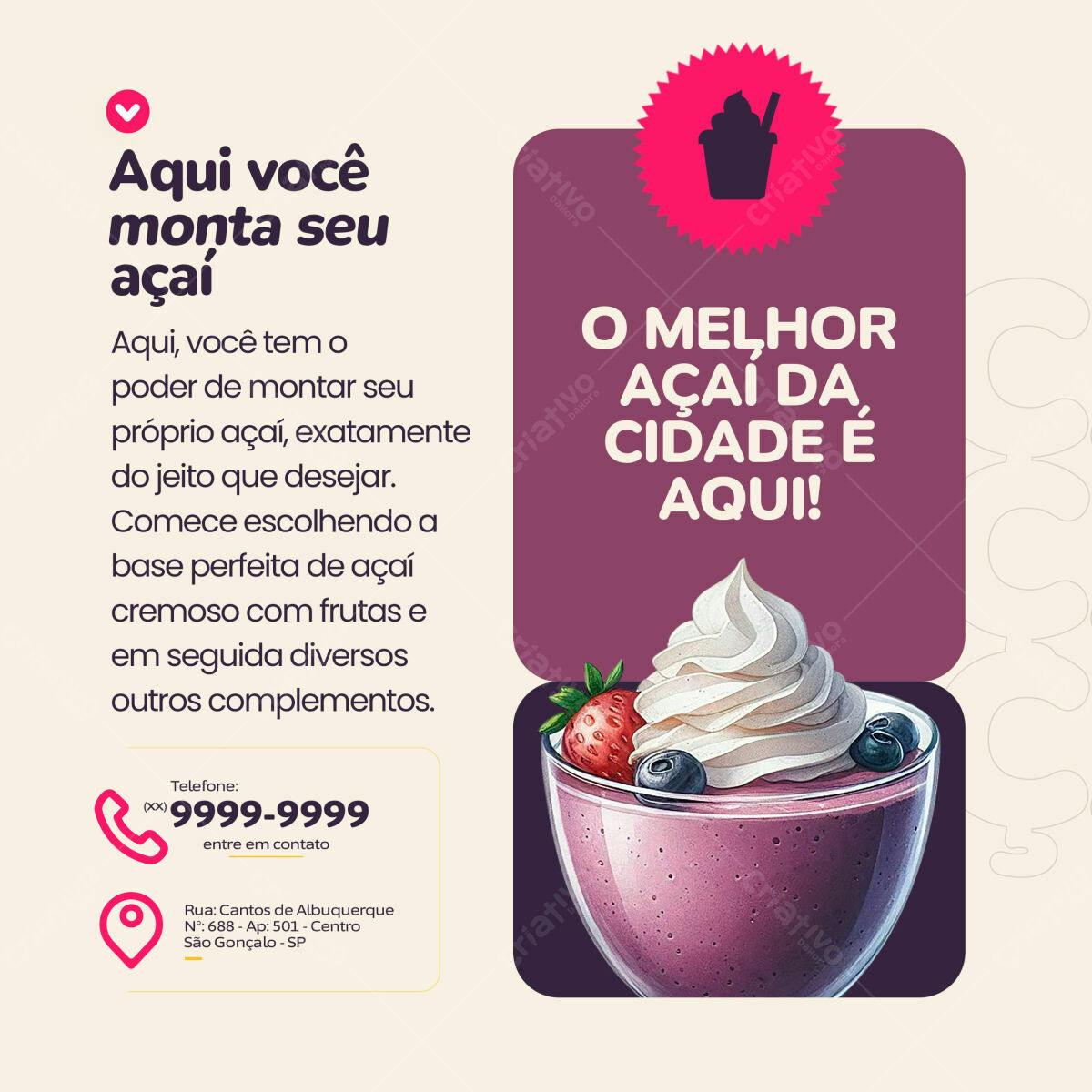 Cardápio Açaí PSD Editável