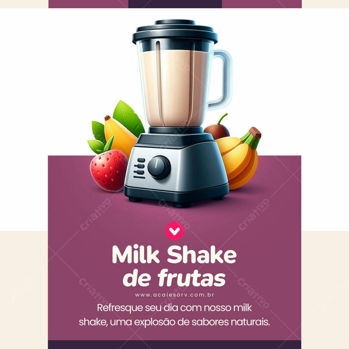 Banner Milk Shake de Frutas PSD Editável