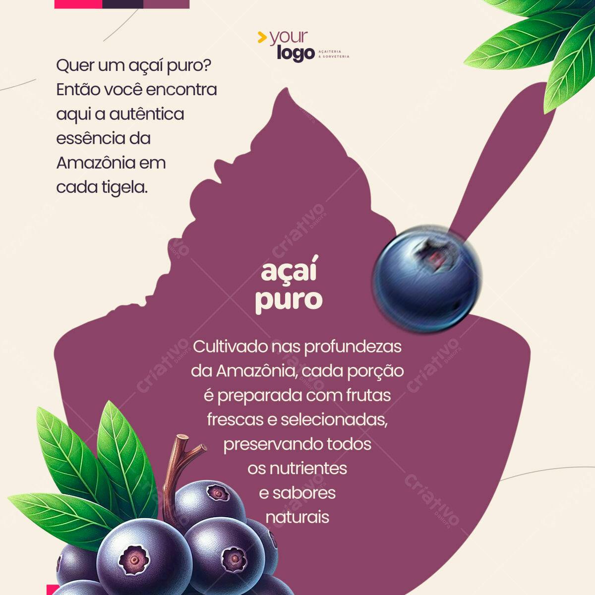 Post para Açaí Puro PSD Editável