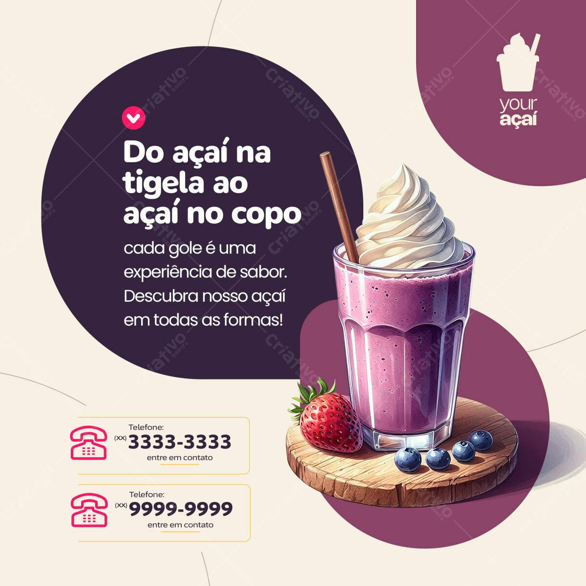 PSD para Cardápio de Açaí PSD Editável