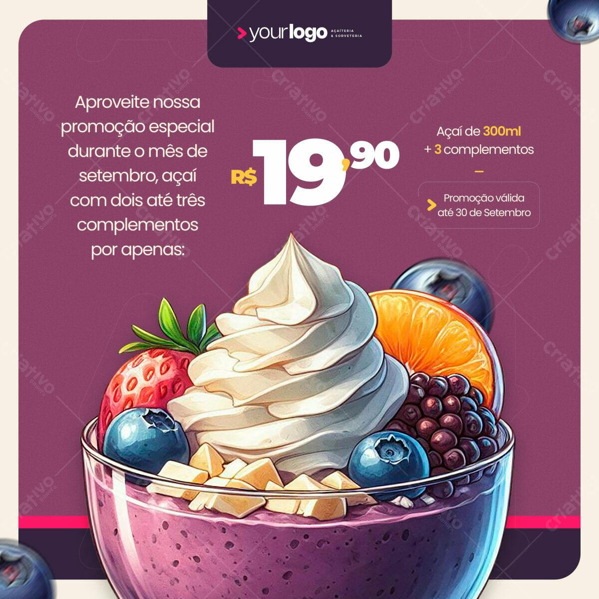 Postagem Promoção Açaí Setembro PSD Editável
