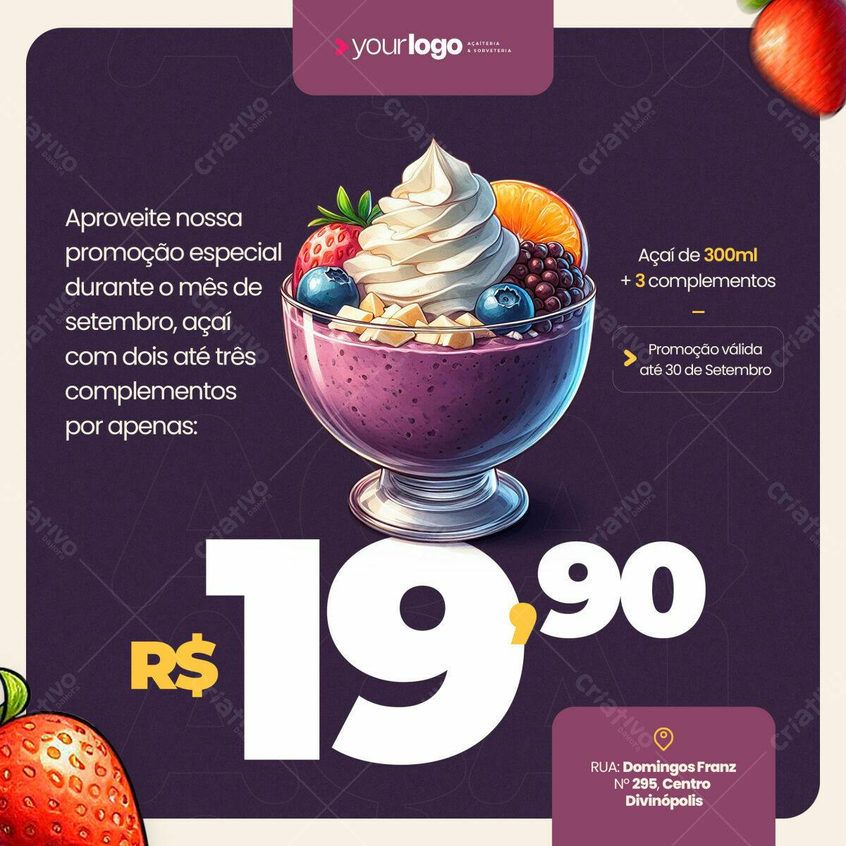 Flyer Promoção Açaí Setembro PSD Editável