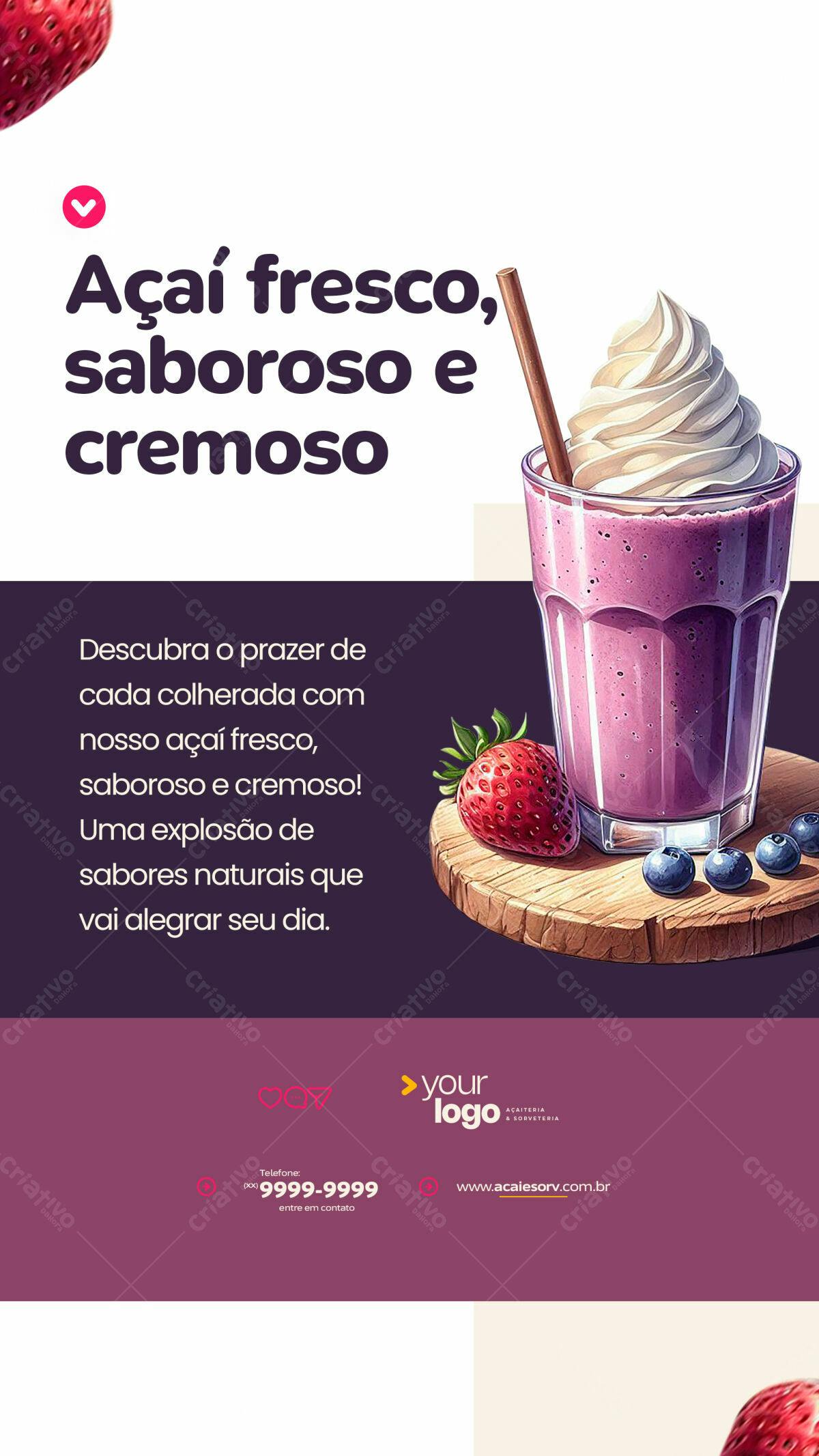 Flyer para Açaí PSD Editável