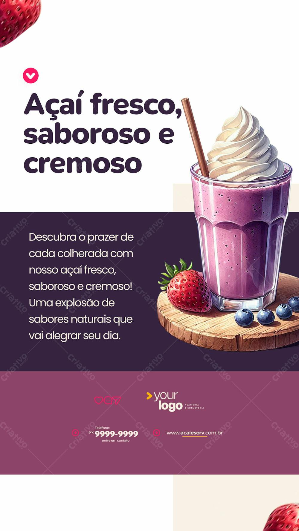 O Seu Açaí Fresco Está Aqui, Saboroso E Cremoso