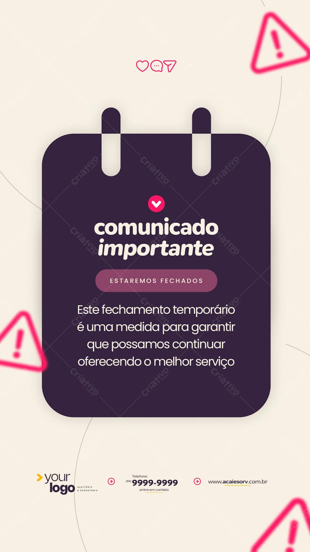 01 Comunicado Importante Estaremos Fechados Temporariamente Para Melhor Atende Lôs