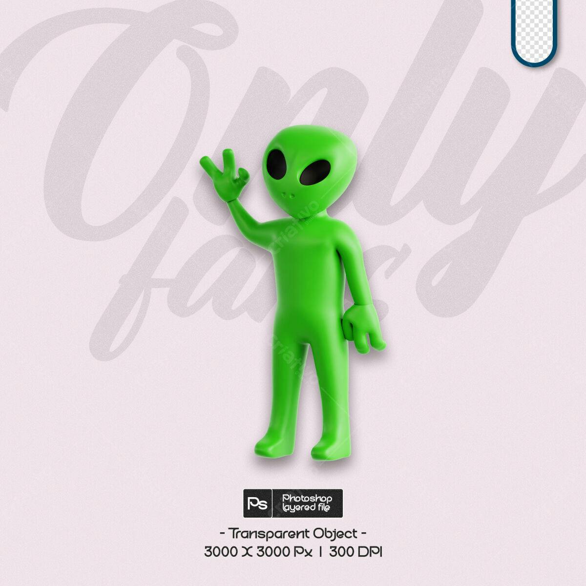 PSD Personagem Alien 3D para Redes Sociais Editável