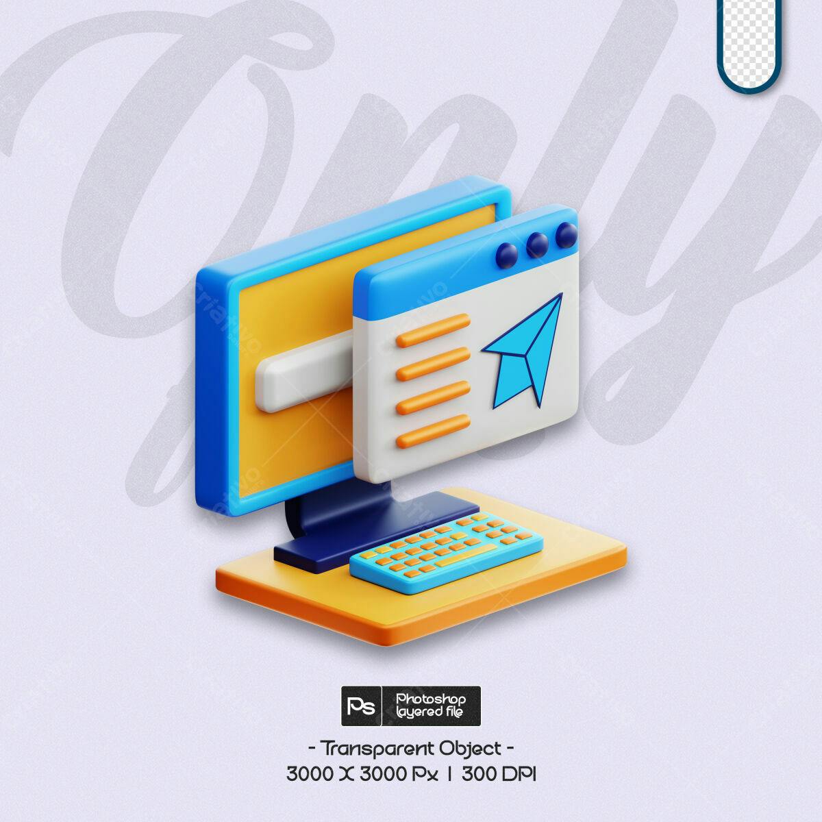 Mockup Computador 3D Isométrico PSD Editável