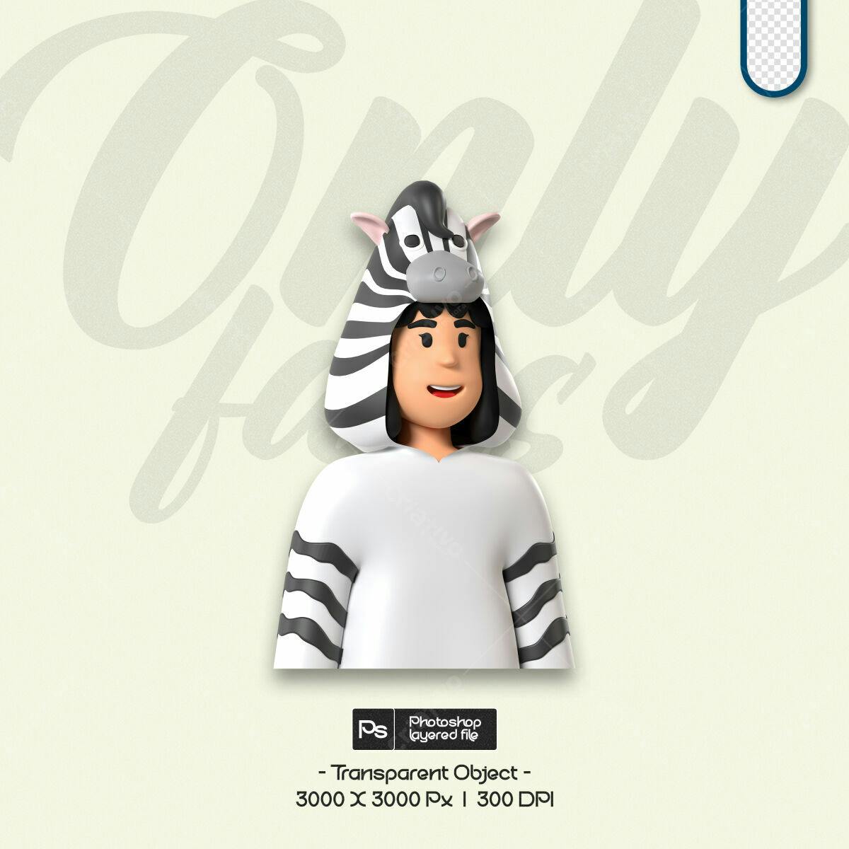 Avatar 3D Zebra PSD Editável