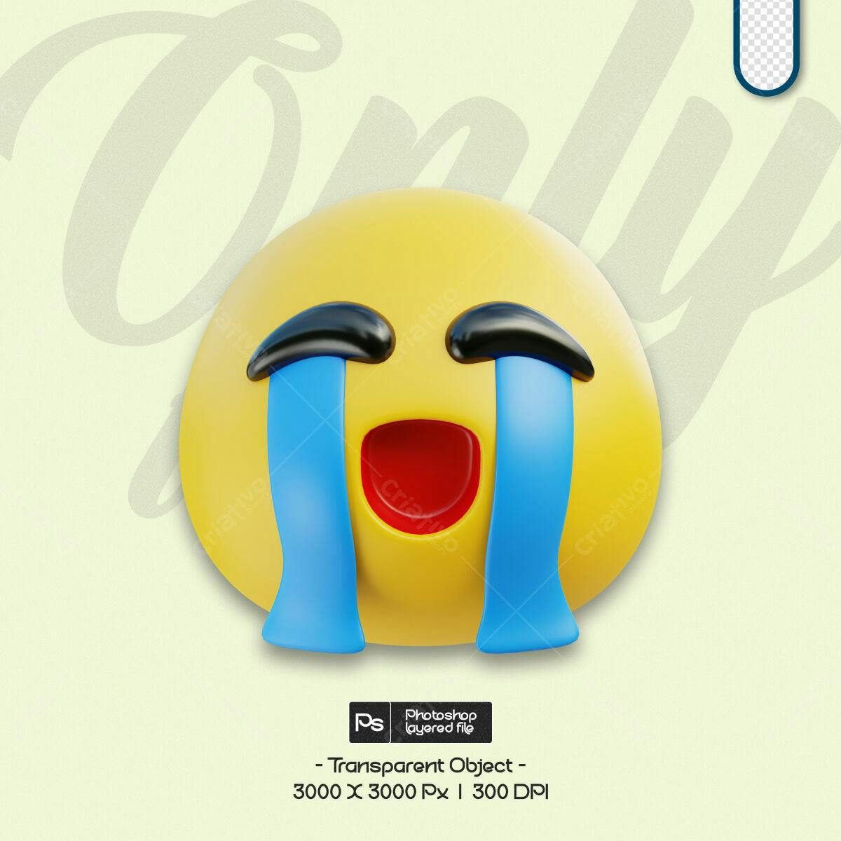 Emoji Triste 3D PSD Editável