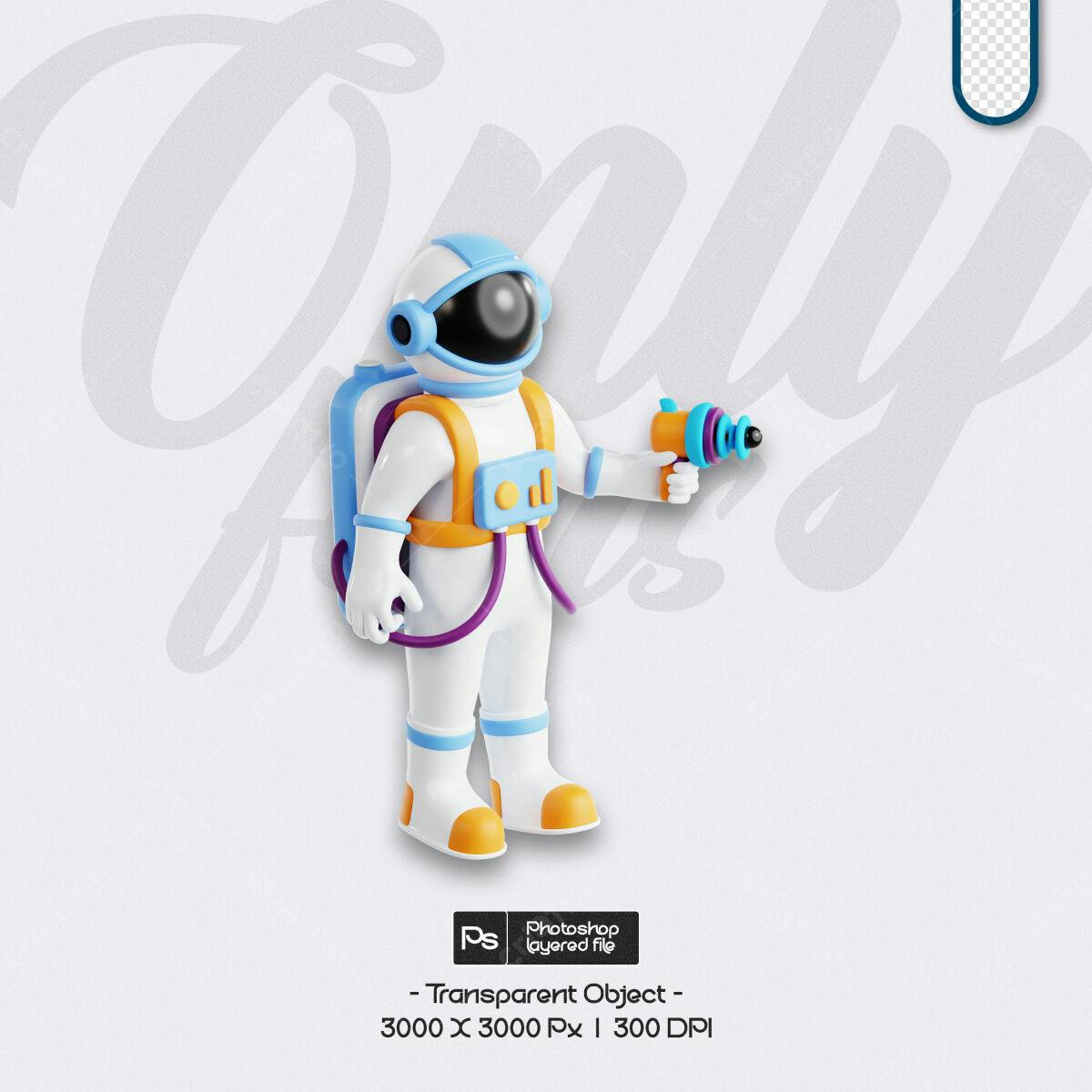 Objeto 3D Astronauta para Design PSD Editável