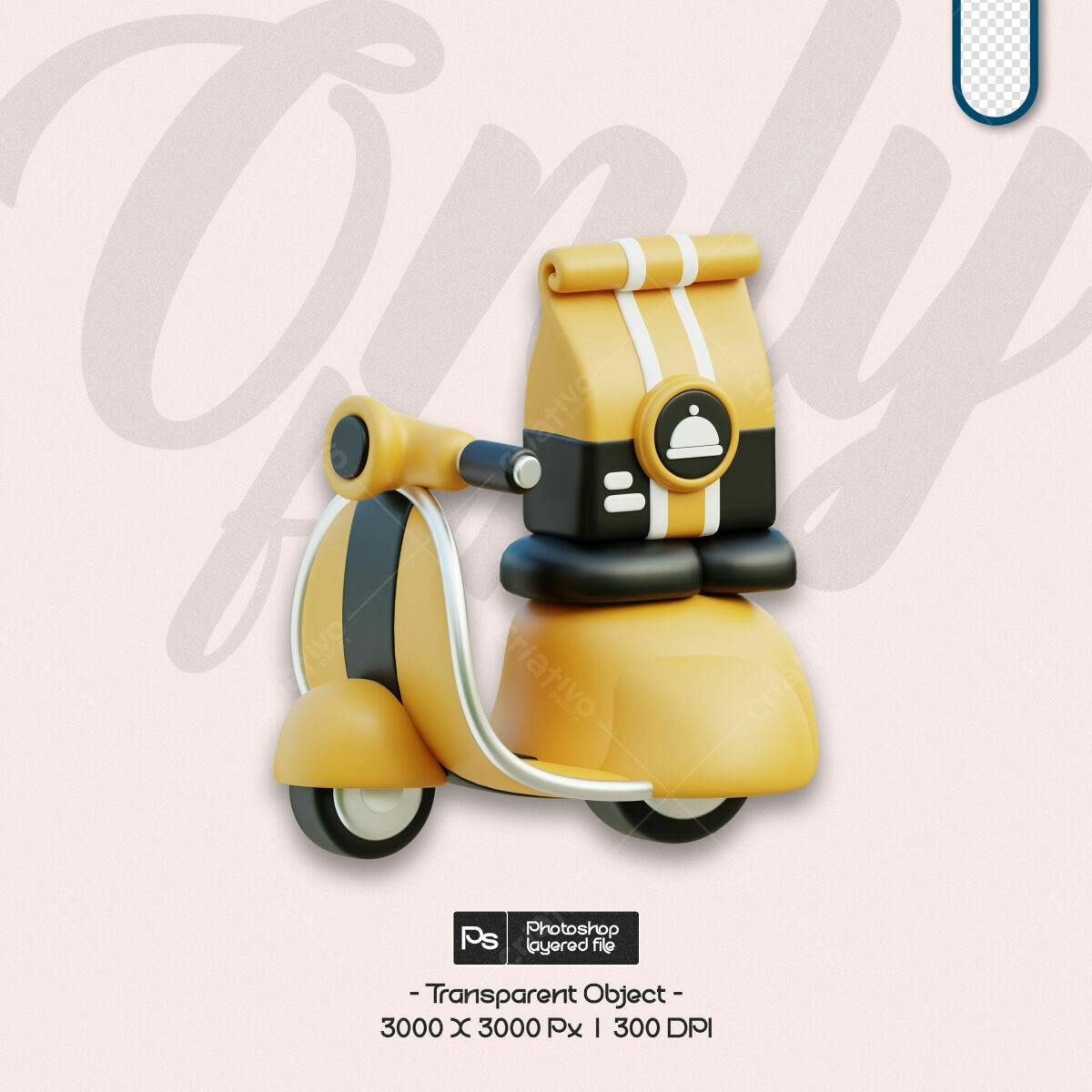 PSD de Scooter de Delivery para Food Truck PSD Editável