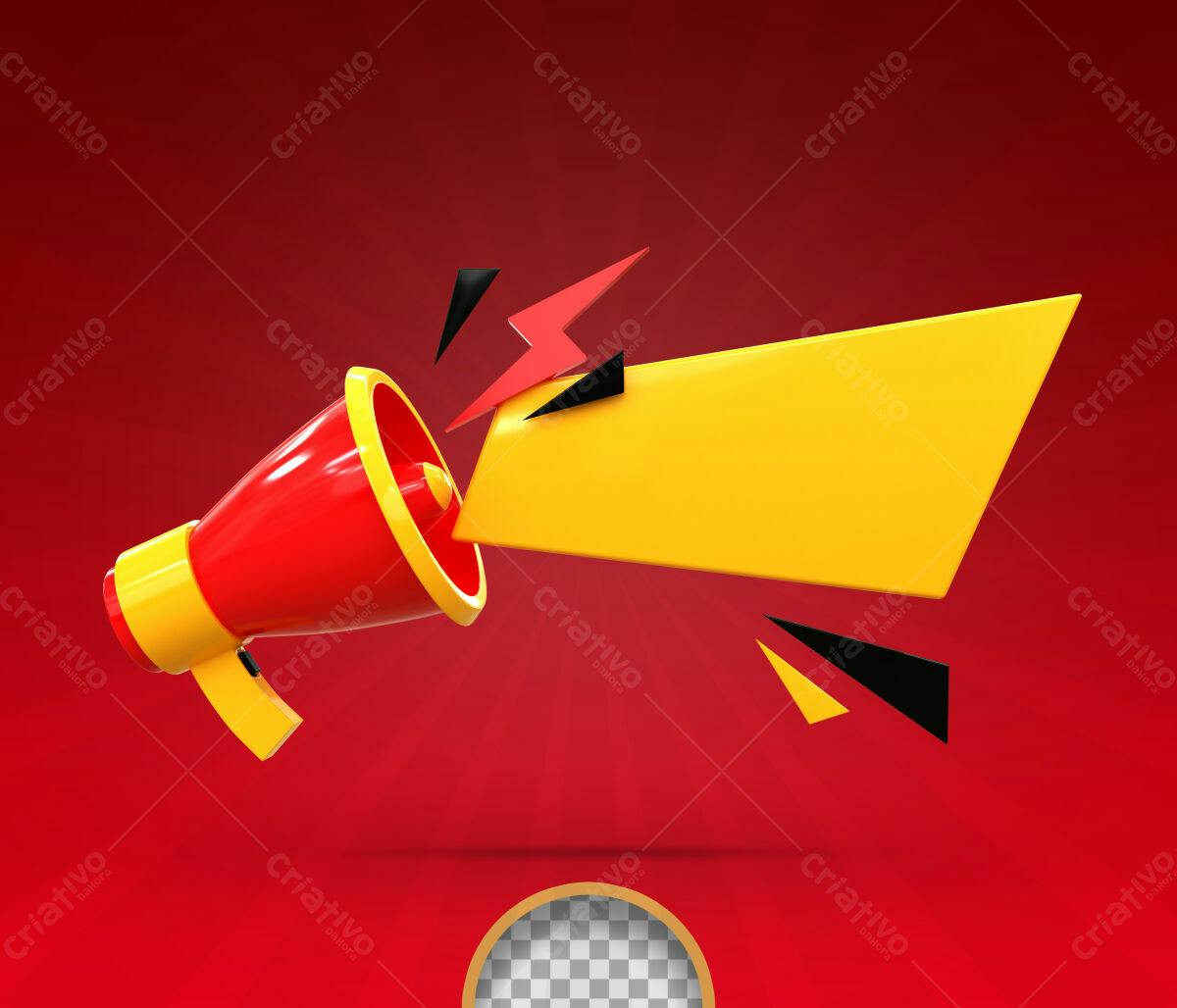 Selo 3D promocional vermelho e amarelo
