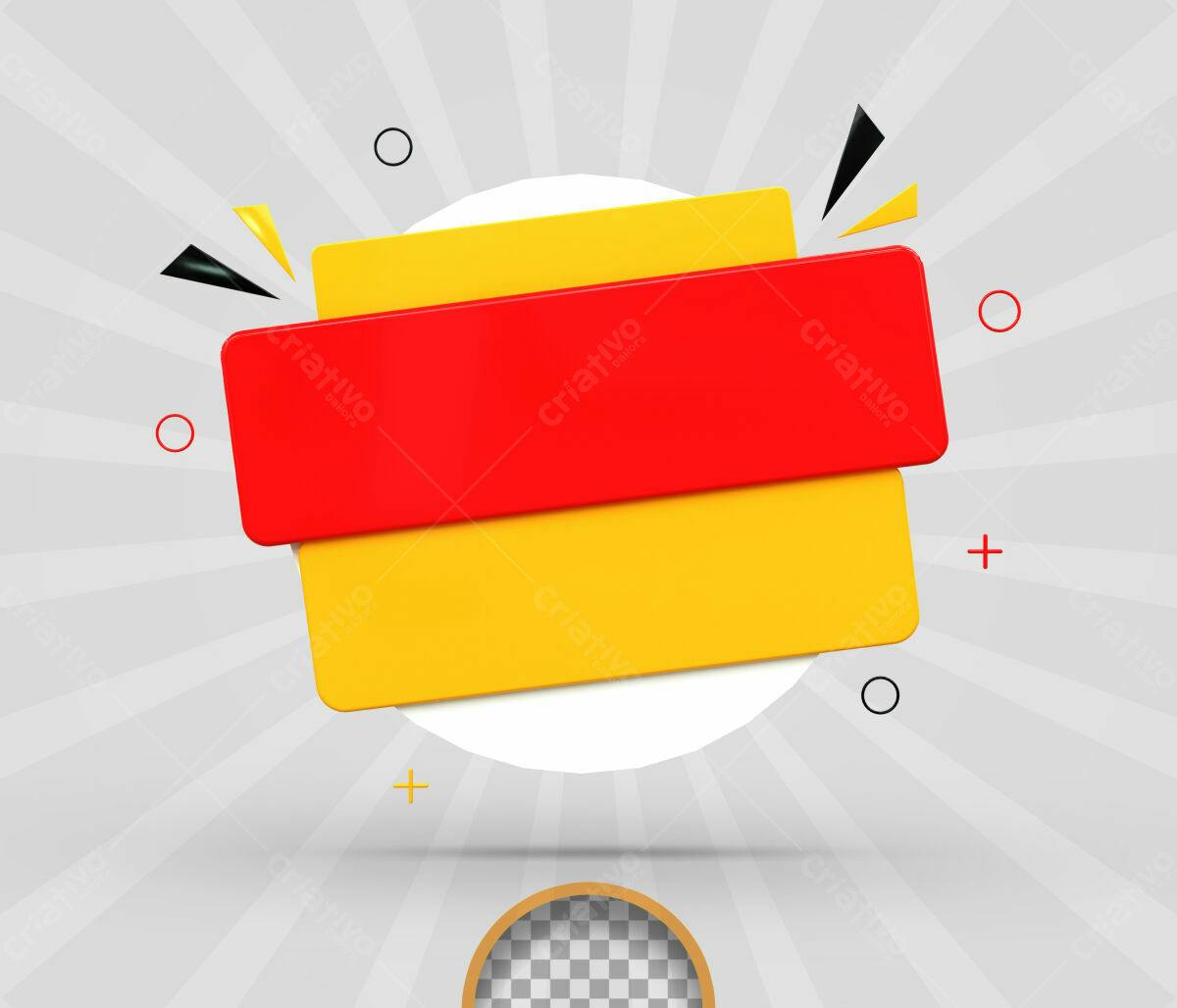 Selo 3D promocional vermelho e amarelo