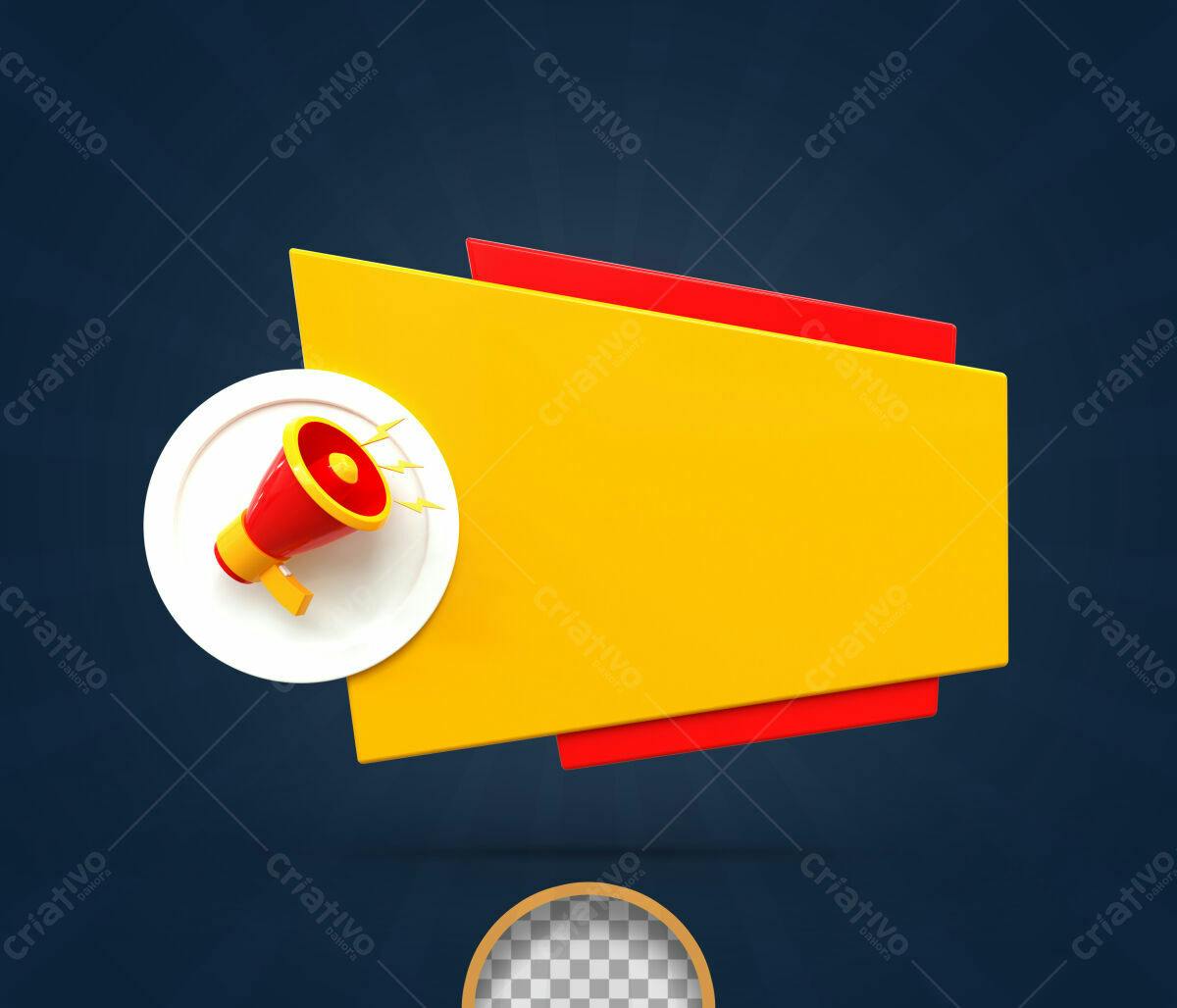 Selo 3D promocional amarelo e vermelho