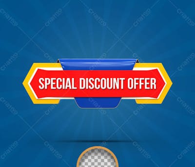 01 Discount Labels And Tag Special Offer Red 3D Rendering New Offer
