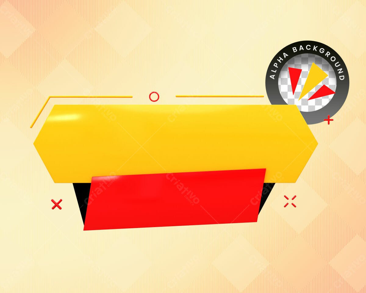 Selo 3D promocional amarelo e vermelho moderno