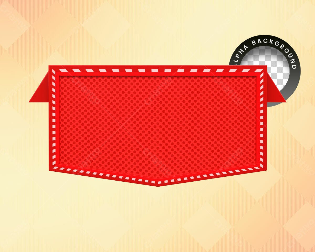 Selo 3D promocional vermelho e branco texturado