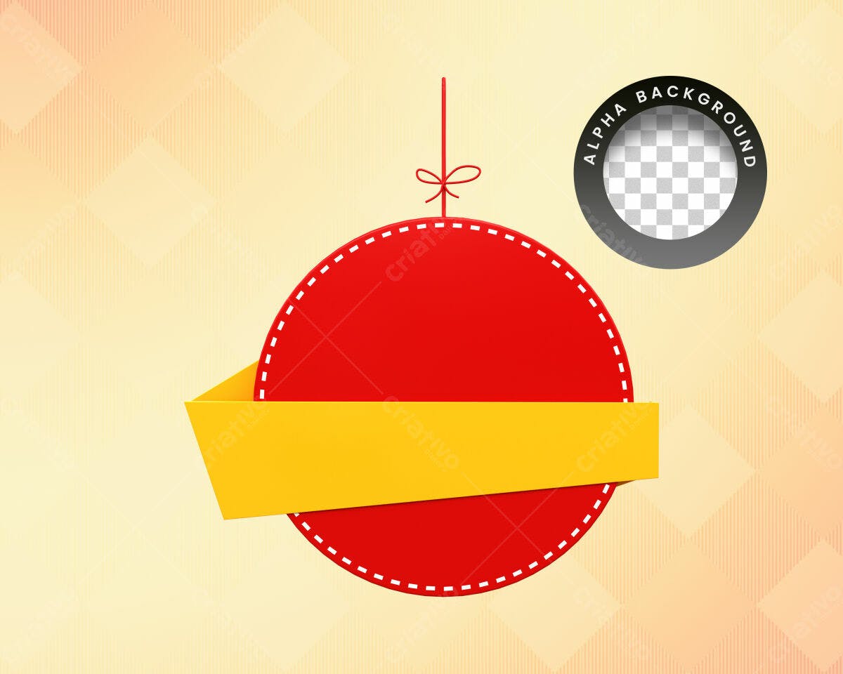 Selo 3D promocional vermelho e amarelo