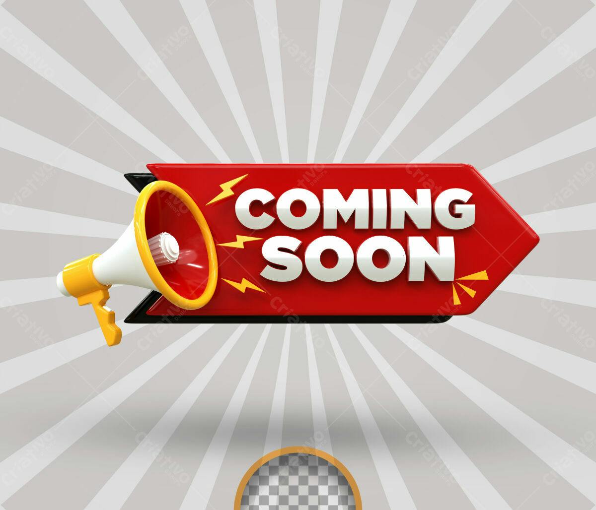 Selo 3D promocional vermelho e amarelo estilo megaphone