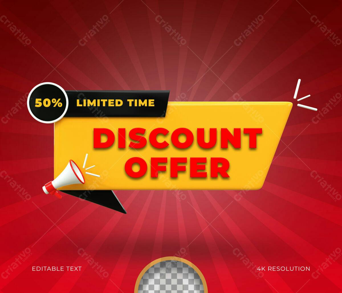Selo 3D promocional amarelo e vermelho