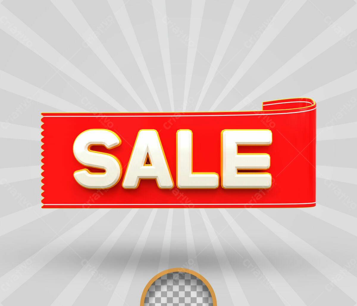 Selo 3D promocional vermelho e branco estilo fita