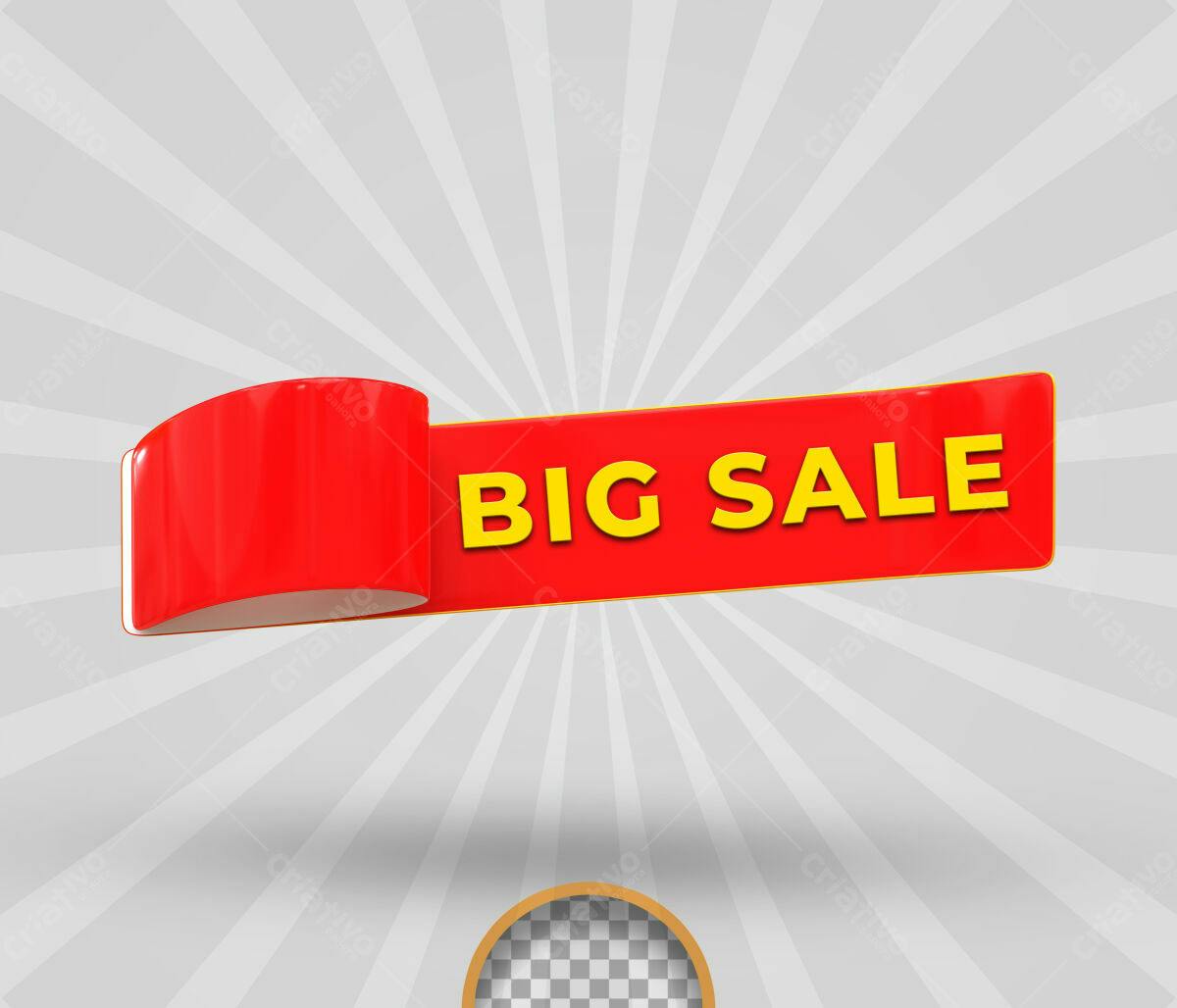 Selo 3D promocional vermelho e amarelo estilo banner