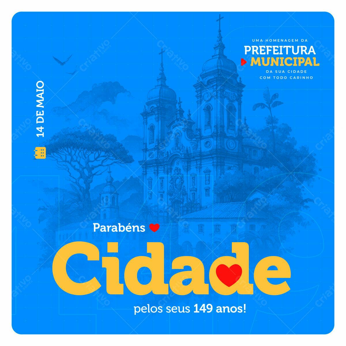 Flyer Aniversário Cidade PSD Editável
