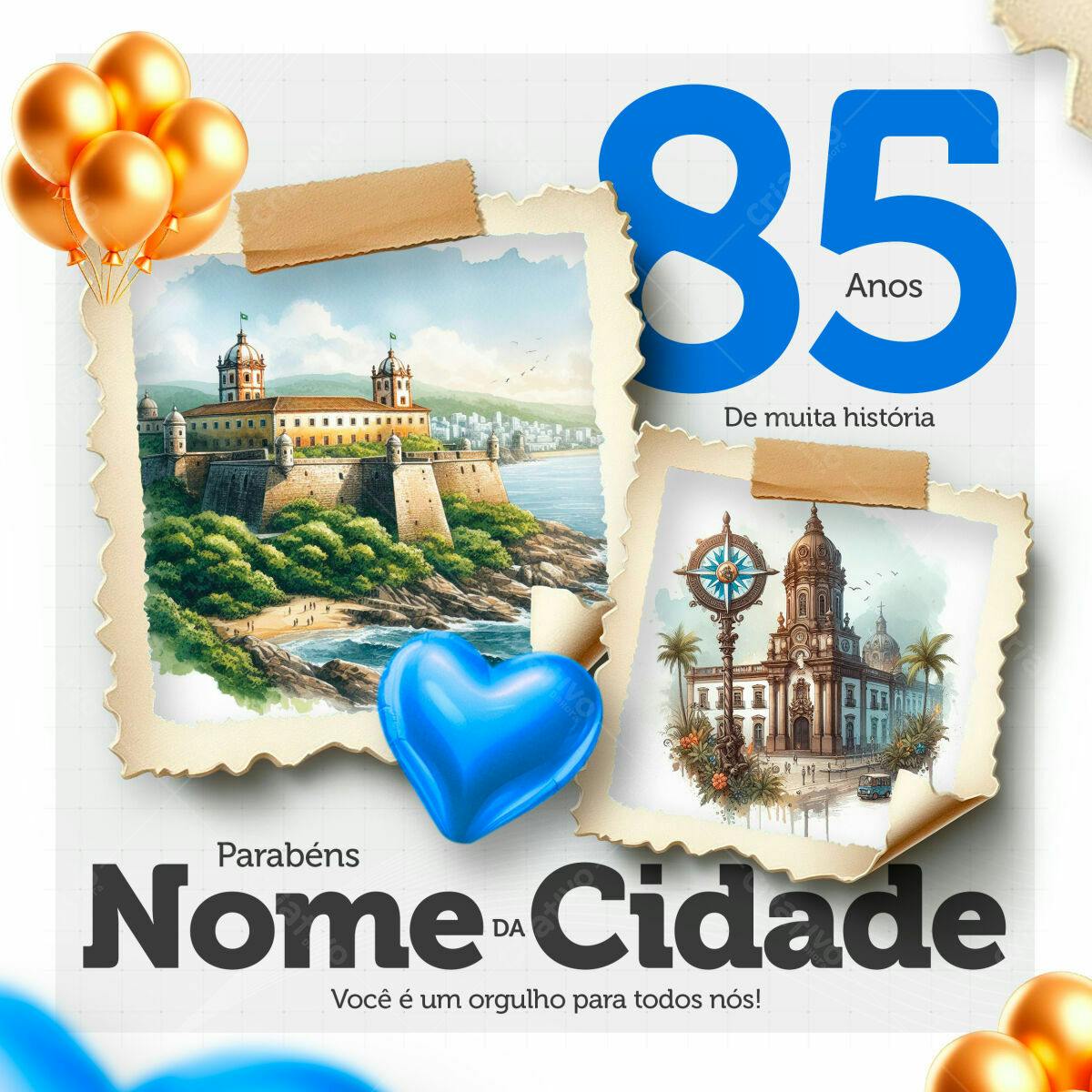 Flyer Aniversário Cidade 85 Anos PSD Editável