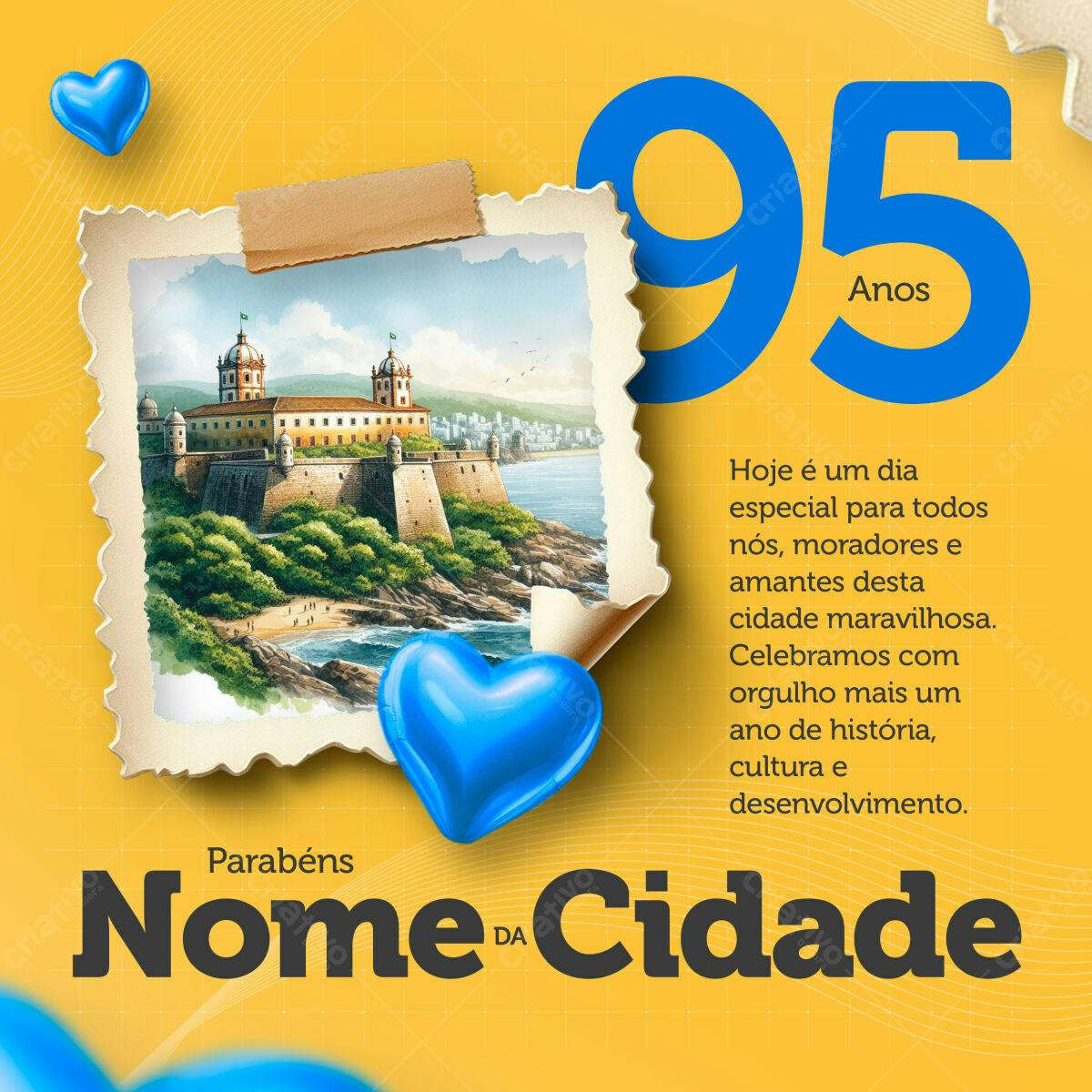 Flyer Aniversário Cidade 95 Anos PSD Editável