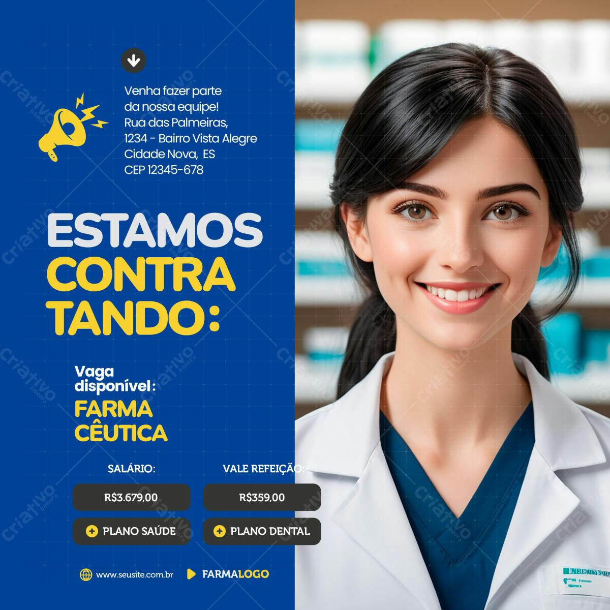 Vaga Farmacêutica PSD Editável