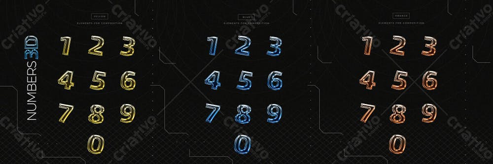 Elementos De Números Em 3D Para Composição