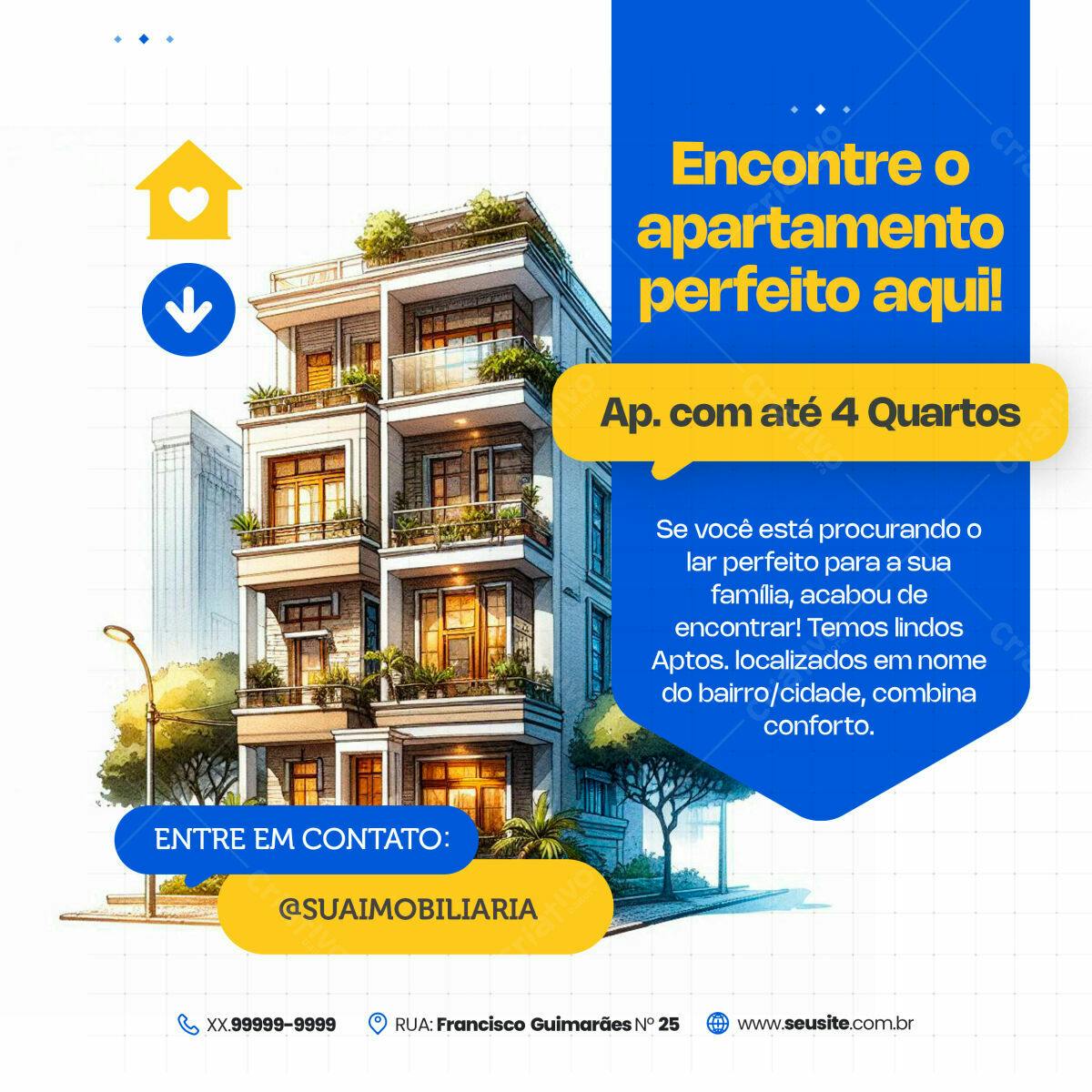 PSD para Imóveis: Apto com até 4 Quartos PSD Editável