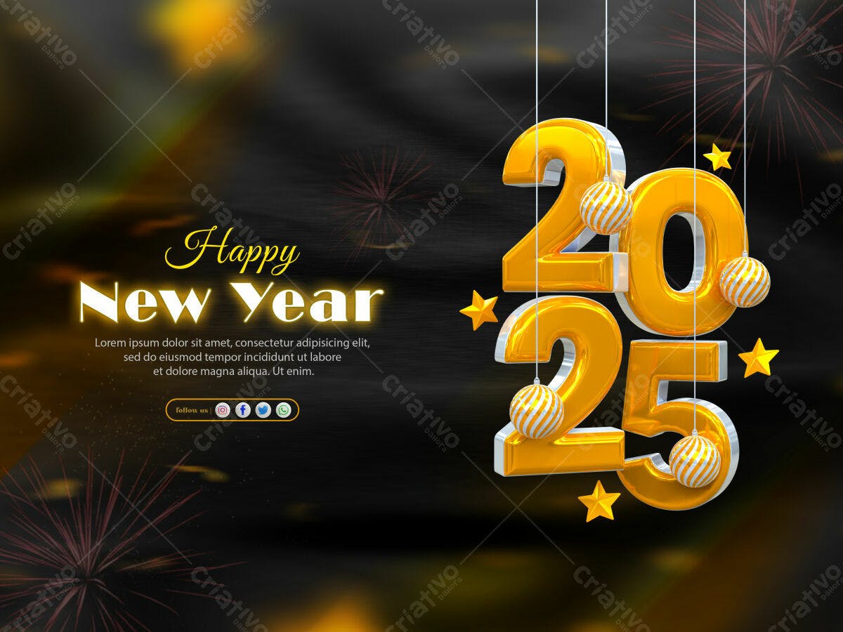 Banner Ano Novo 2025 PSD Editável