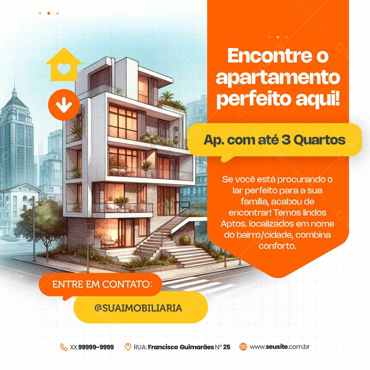 PSD para Imóveis - Apartamento até 3 Quartos PSD Editável