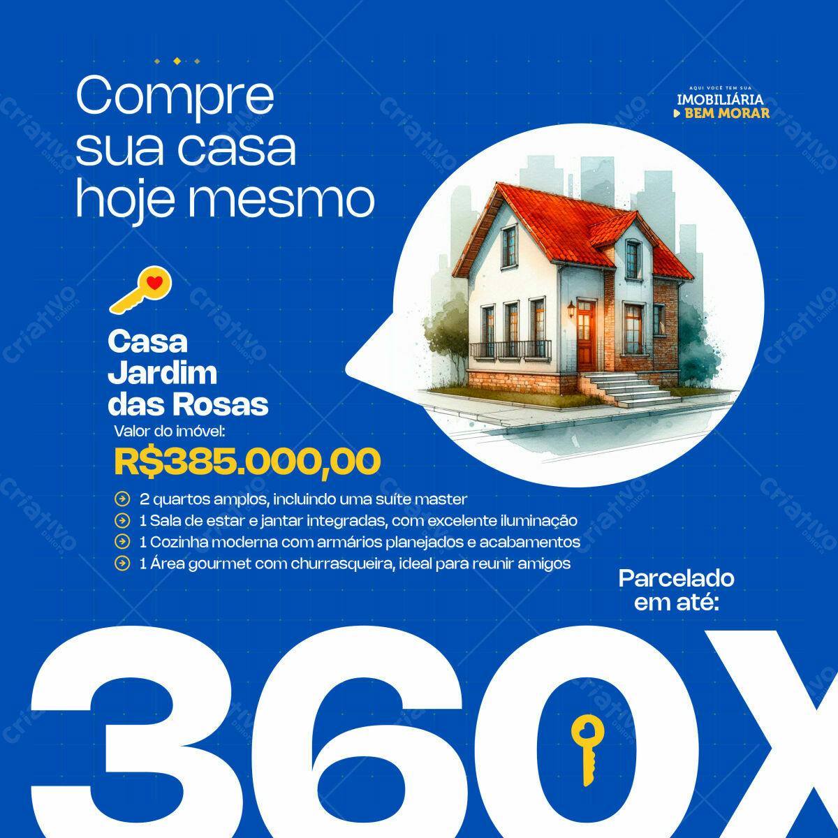 Flyer Imobiliária Casa Jardim das Rosas PSD Editável