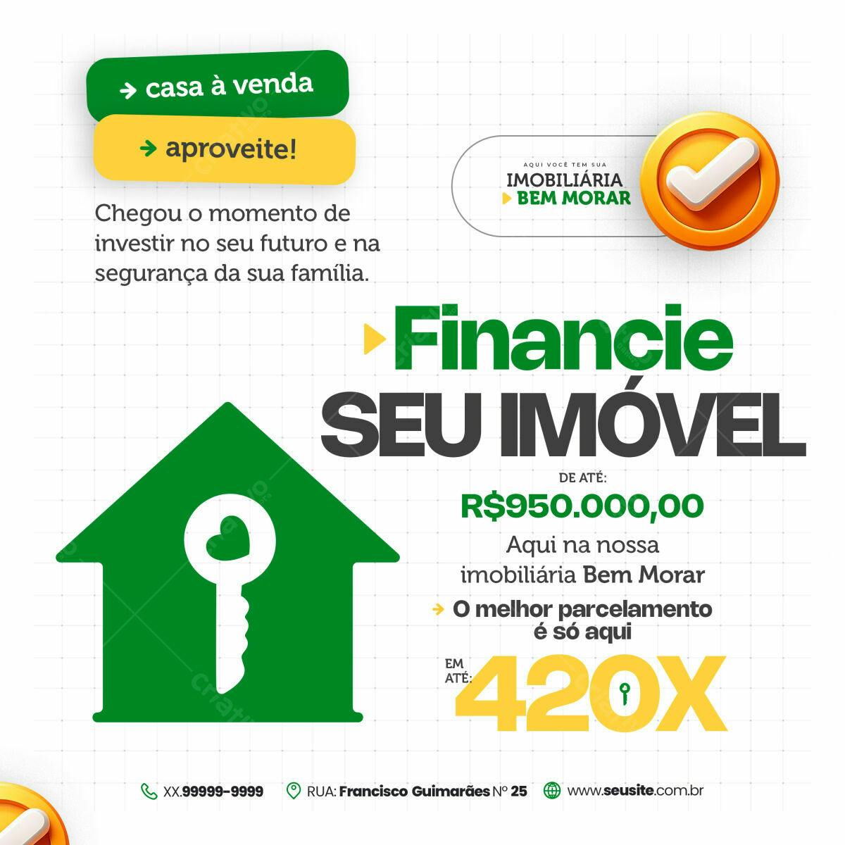 Postagem Imobiliária para Financiamento de Imóvel PSD Editável