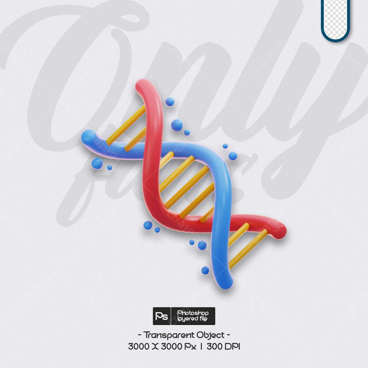 Objeto 3D DNA Vermelho e Azul PSD Editável