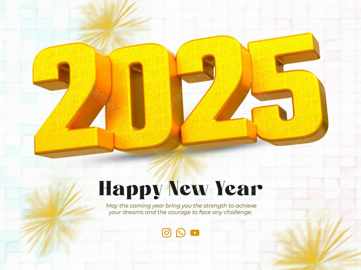 Postagem de Ano Novo 2025 PSD Editável